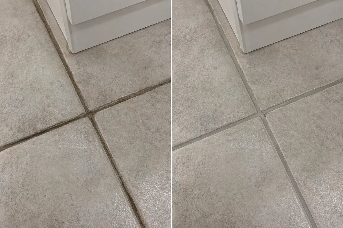 Bathroom grout after cleaning