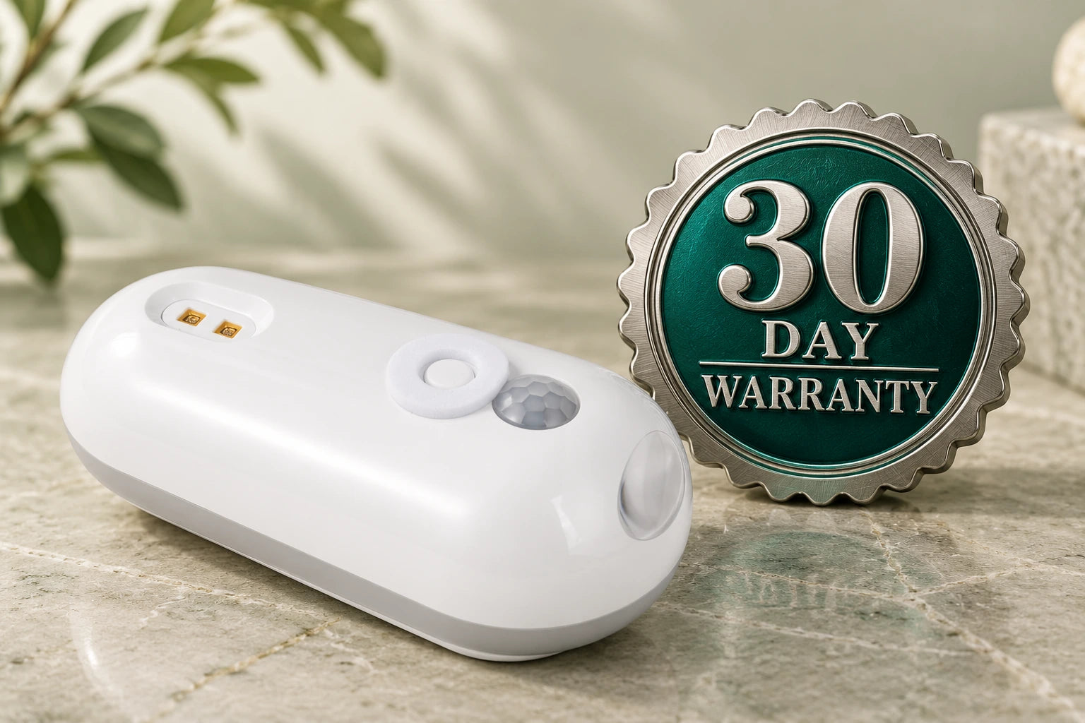 LidVera device next to 30 Day Warranty seal